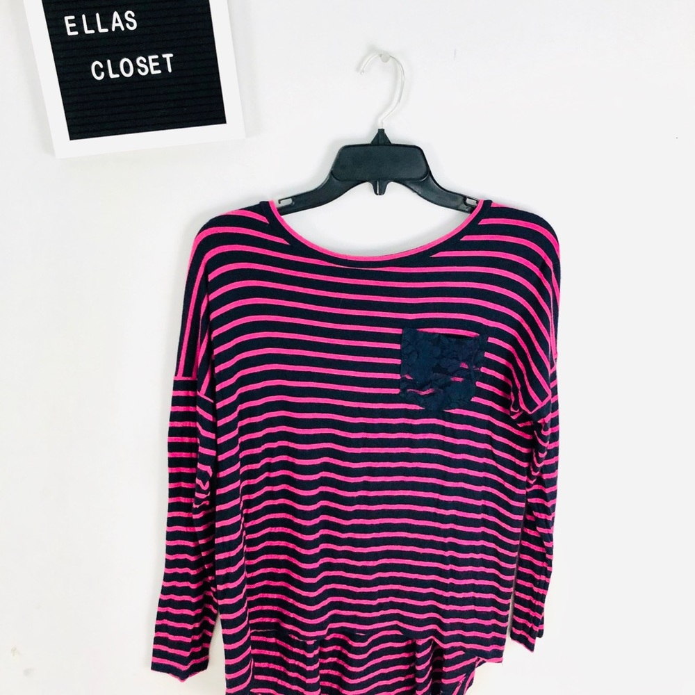 Abercrombie Pink & Navy Blue Long Sleeve Tee